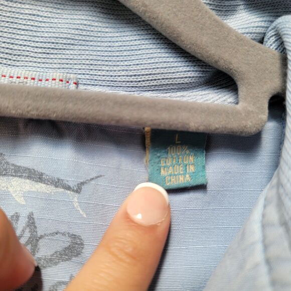 TOMMY BAHAMA Relax Light Blue 100% Cotton Sweatshirt Zip-Up Pullover Men’s Sz L - Picture 4 of 11